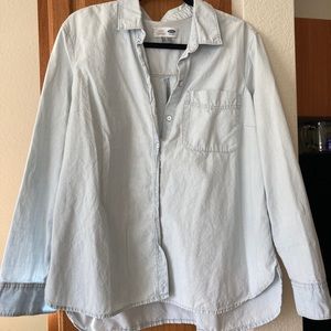 Oversized light denim button up